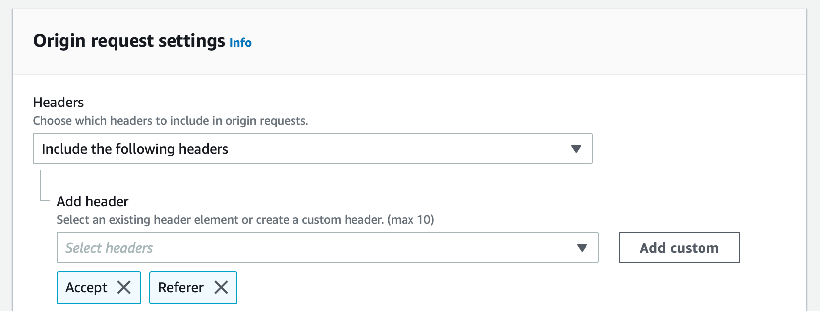 CloudFront Origin Request Policy configuration