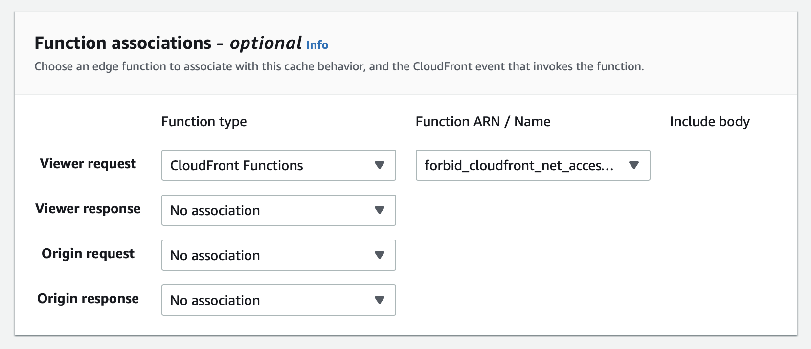 CloudFront Behavior function associations example